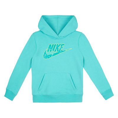 Girls' turquoise logo print hoodie